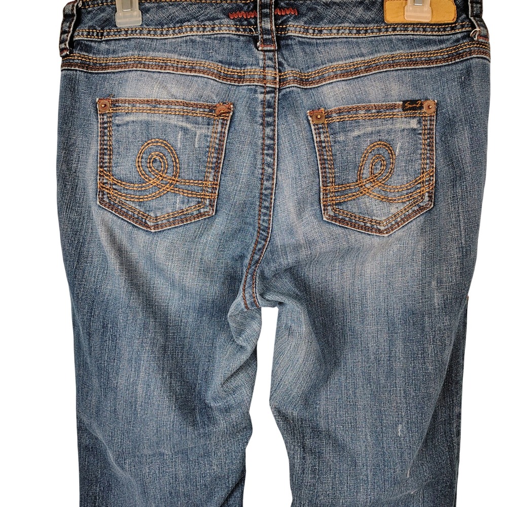 Seven7 Womens SZ 16 Luxe Bootcut Jeans Blue Cotton Blend Y2K Boho McBling